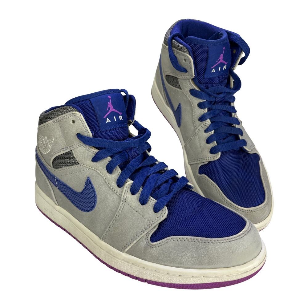 Air Jordan 1 Mid Matte Silver Laser Purple 554724-008 Men’s 8 Sneakers 2000s